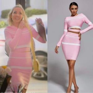 Pink skirt and long sleeve crop top set Bella Barnett